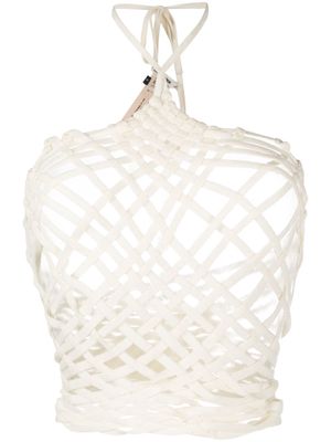 Isa Boulder halterneck cropped top - Neutrals