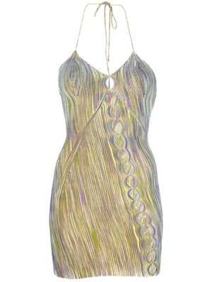 Isa Boulder halterneck open-knit mini dress - Green