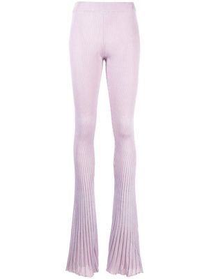 Isa Boulder Jelly ribbed-knit flared trousers - Purple