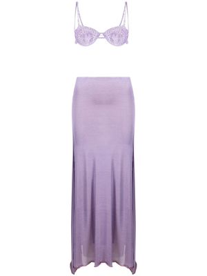 Isa Boulder knitted two-piece long dress - Purple