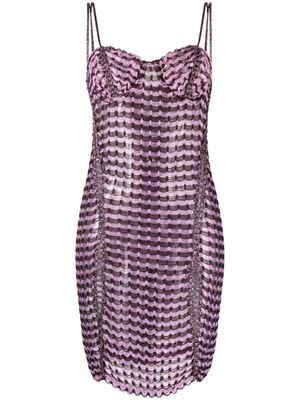 Isa Boulder knot-detail open-knit dress - Purple