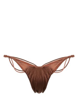 Isa Boulder knot-detail satin bikini bottoms - Brown