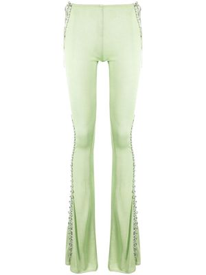 Isa Boulder lace-up flared trousers - Green