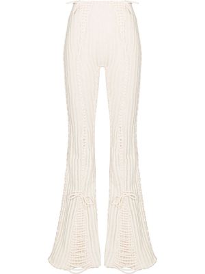 Isa Boulder lace-up flared trousers - White