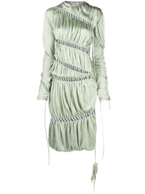 Isa Boulder lace-up ruched dress - Green