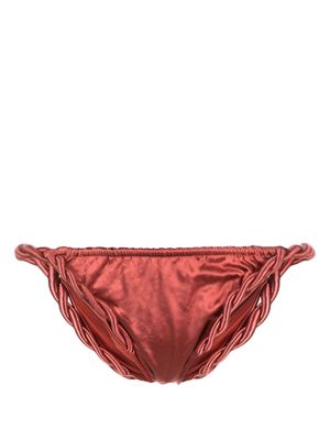 Isa Boulder metallic twist-detail bikini bottom - Red