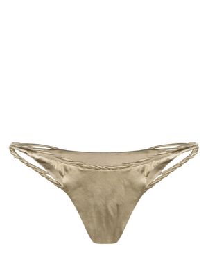 Isa Boulder metallic twist-detail bikini bottoms - Neutrals