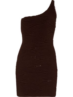 Isa Boulder one-shoulder knitted dress - Brown