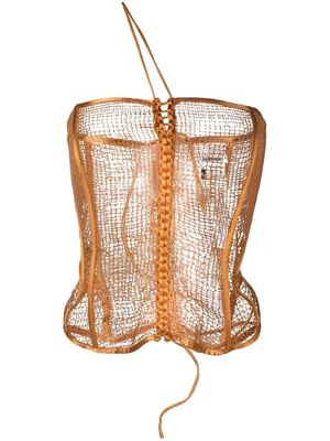 Isa Boulder open-knit corset top - Orange