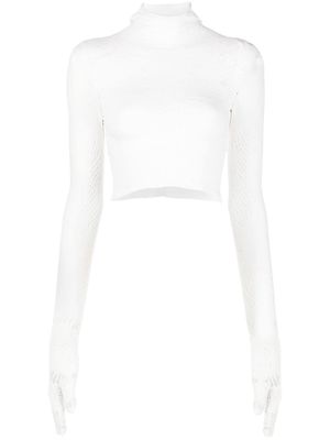 Isa Boulder open-knit glove cropped top - White