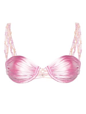 Isa Boulder Punch satin bikini top - Pink