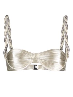 Isa Boulder reversible chunky-rope bikini top - Silver