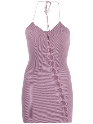 Isa Boulder ribbed-knit halterneck mini dress - Pink