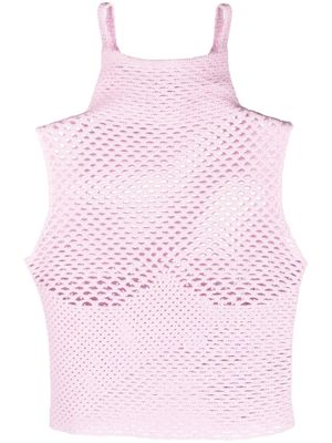 Isa Boulder sleeveless open-knit top - Pink