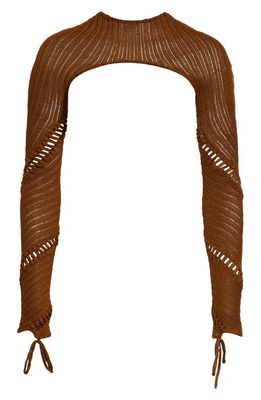 Isa Boulder Spiral Cotton Shrug Sweater in Bark
