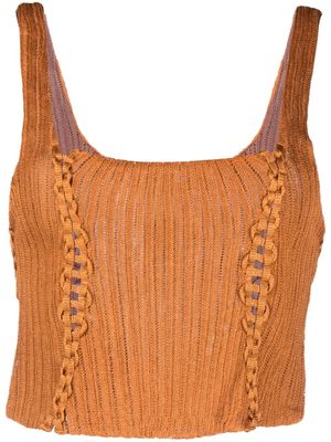 Isa Boulder square-neck knitted cropped top - Orange