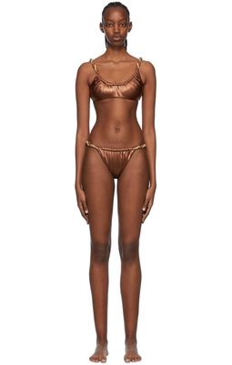 ISA BOULDER SSENSE Exclusive Brown & Gold Reversible Bikini