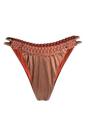 Isa Boulder woven-edge bikini briefs - Red