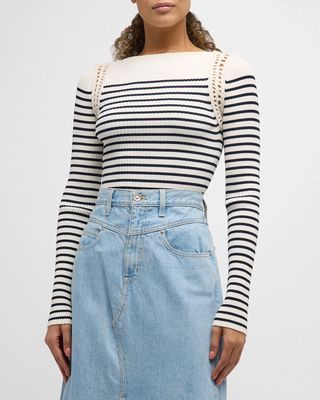 Isa Striped Long-Sleeve Knit Top
