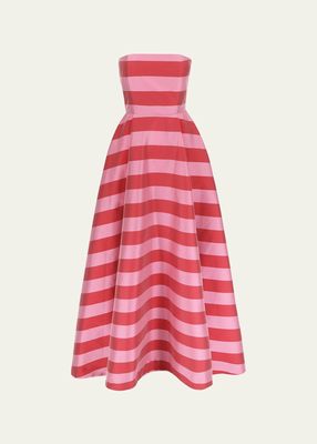 Isa Striped Strapless Gown