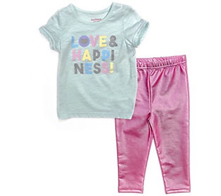 Isaac Mizrahi Baby 2pc Heather Green Tee and Le ging Set