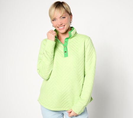 Isaac Mizrahi Live! Clubhouse Quilted Plush Knit Pullover