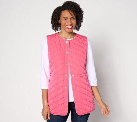 Isaac Mizrahi Live! Clubhouse Quilted Snap Front Vest w/