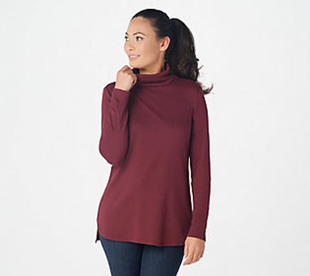 Isaac Mizrahi Live! Essentials Long-Sleeve Hi- Low Hem Turtle