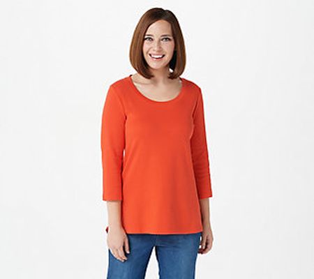 Isaac Mizrahi Live! Essentials Pima Cotton 3/4 Sleeve Top