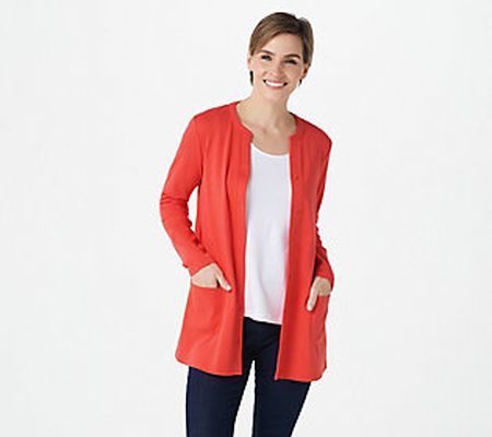 Isaac Mizrahi Live! Essentials Pima Cotton Button Cardigan