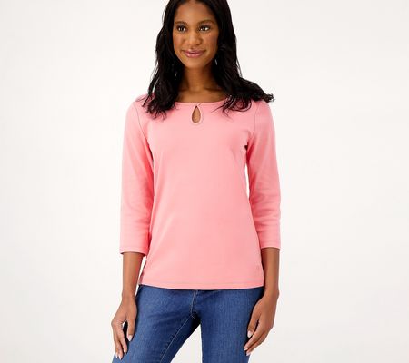 Isaac Mizrahi Live! Essentials Pima Cotton Top with Keyhole