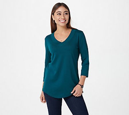 Isaac Mizrahi Live! Essentials Pima Cotton V-Neck Top