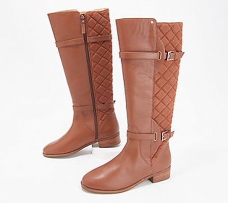 Isaac Mizrahi Live] Medium Calf Quilted Leather Riding Boots