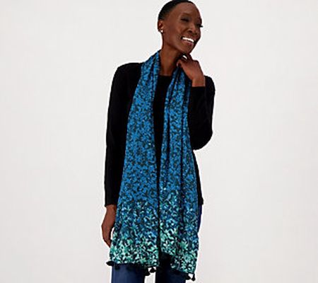 Isaac Mizrahi Live! Printed Clip Dot Scarf withTassels