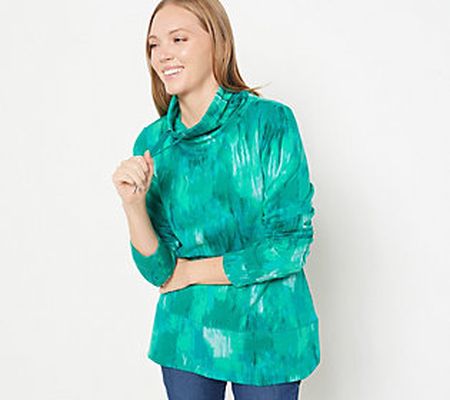 Isaac Mizrahi Live] Soho French Terry Funnel Neck Pullover