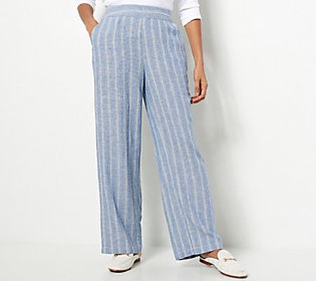 Isaac Mizrahi Live! Tall Bridgehampton Wide Leg Linen Pant