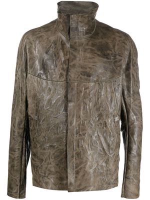 Isaac Sellam Experience crinkled zip-up leather jacket - Brown