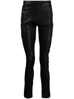 Isaac Sellam Experience decorative-stitching leather skinny trousers - Black