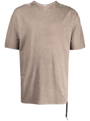 Isaac Sellam Experience leather-strap organic cotton T-shirt - Brown
