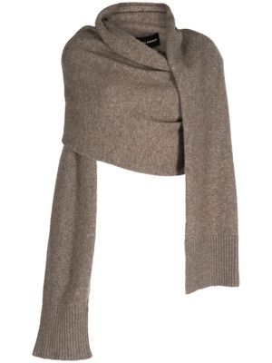 Isabel Benenato asymmetric scarf jumper - Brown