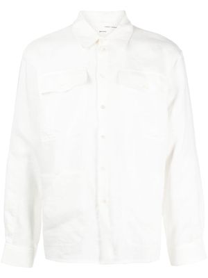 Isabel Benenato flap-pocket panelled linen shirt - White
