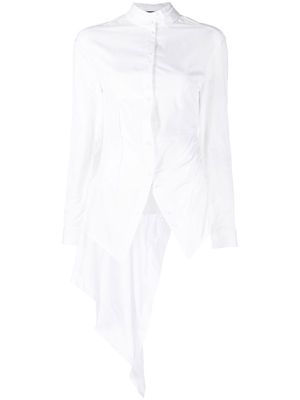 Isabel Benenato long-sleeve asymmetric shirt - White