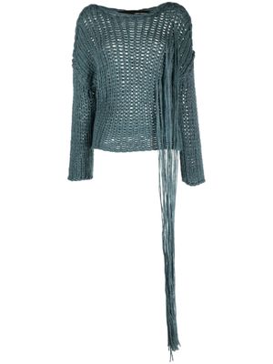 Isabel Benenato macramé-detail crochet-knit jumper - Blue