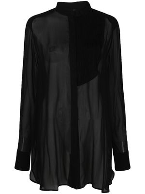 Isabel Benenato mock-neck panelled cotton blend shirt - Black