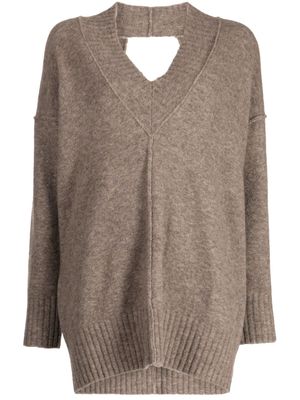 Isabel Benenato open-knit V-neck jumper - Brown
