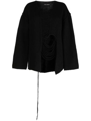 Isabel Benenato oversized distressed jumper - Black