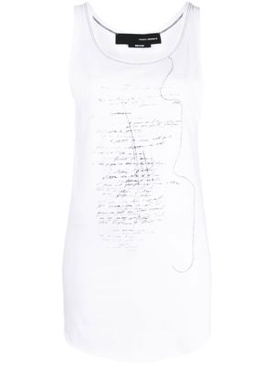 Isabel Benenato script cotton tank top - White