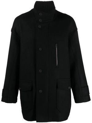 Isabel Benenato stand-up collar buttoned padded coat - Black