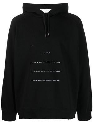 Isabel Benenato text-print cotton hoodie - Black