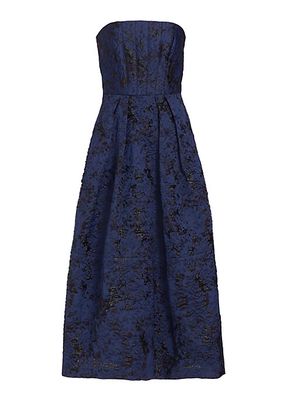 Isabel Jacquard Strapless Midi Dress